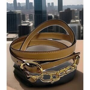 Vachetta Stitched Leather Adjustable Crossbody Strap Gold Hardware 2 Piece EUC